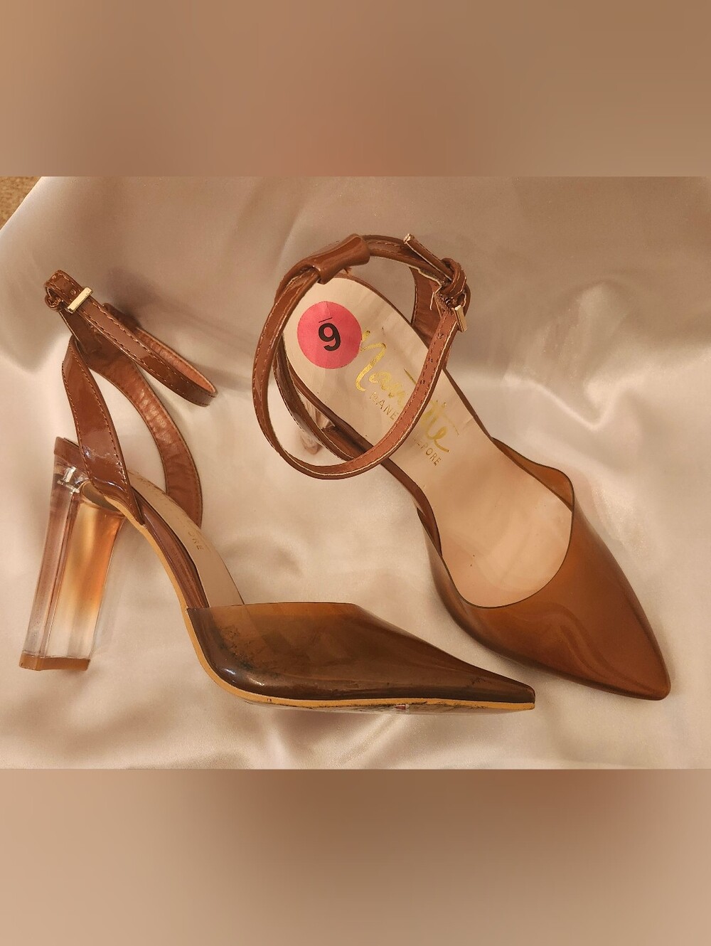 Brown/Amber Ankle-Strap Pointed-Toe Heel By Nanette Lepore